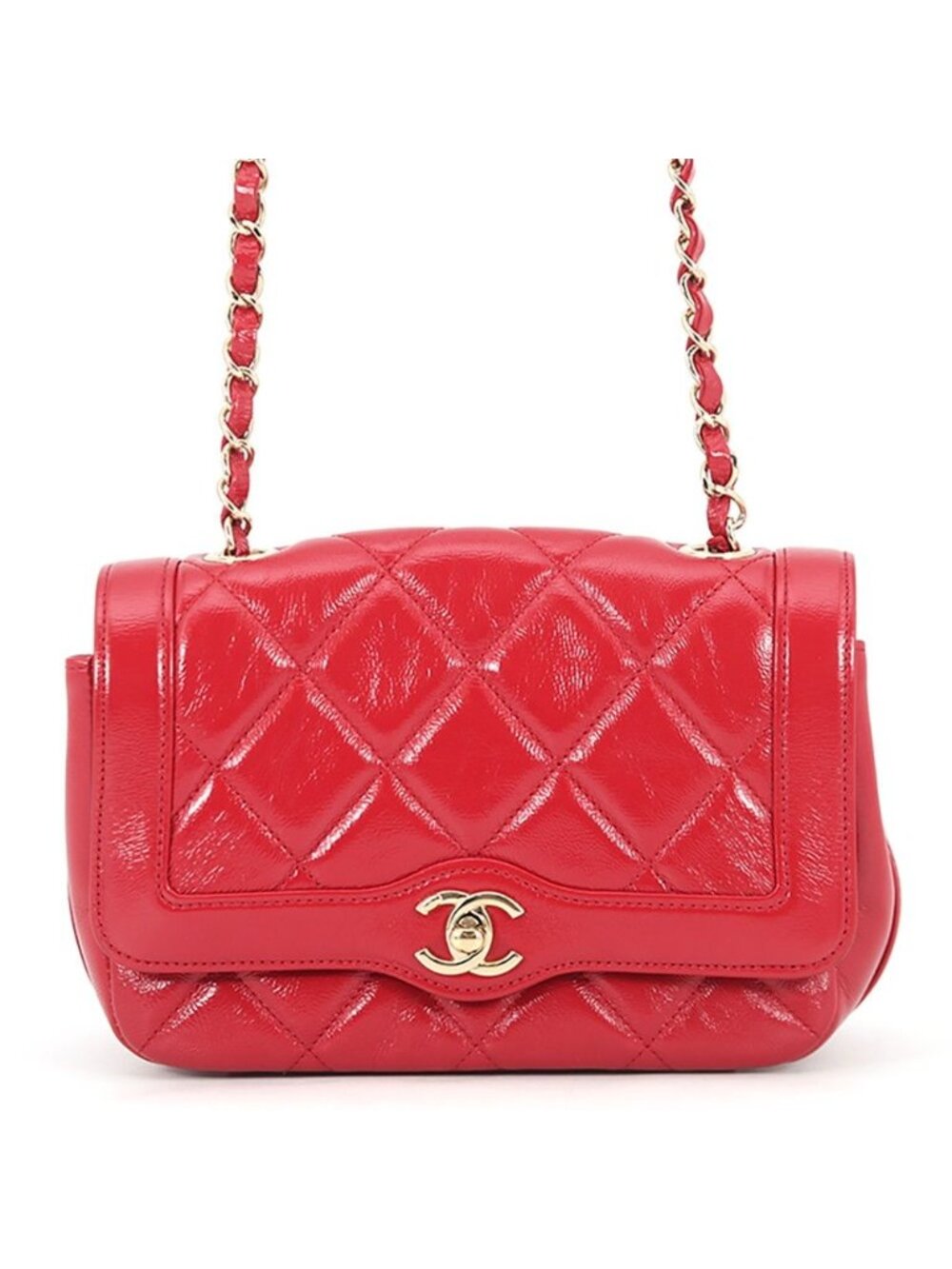 Chanel Chain Shoulder Bag Quilted 20 CC Logo Shiny Calfskin